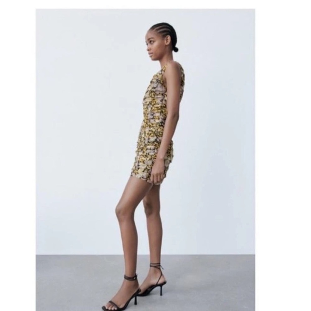 Zara Floral One-Shoulder Dress 00/XXS/XS/ 0/0P/ 00P - Picture 5 of 9